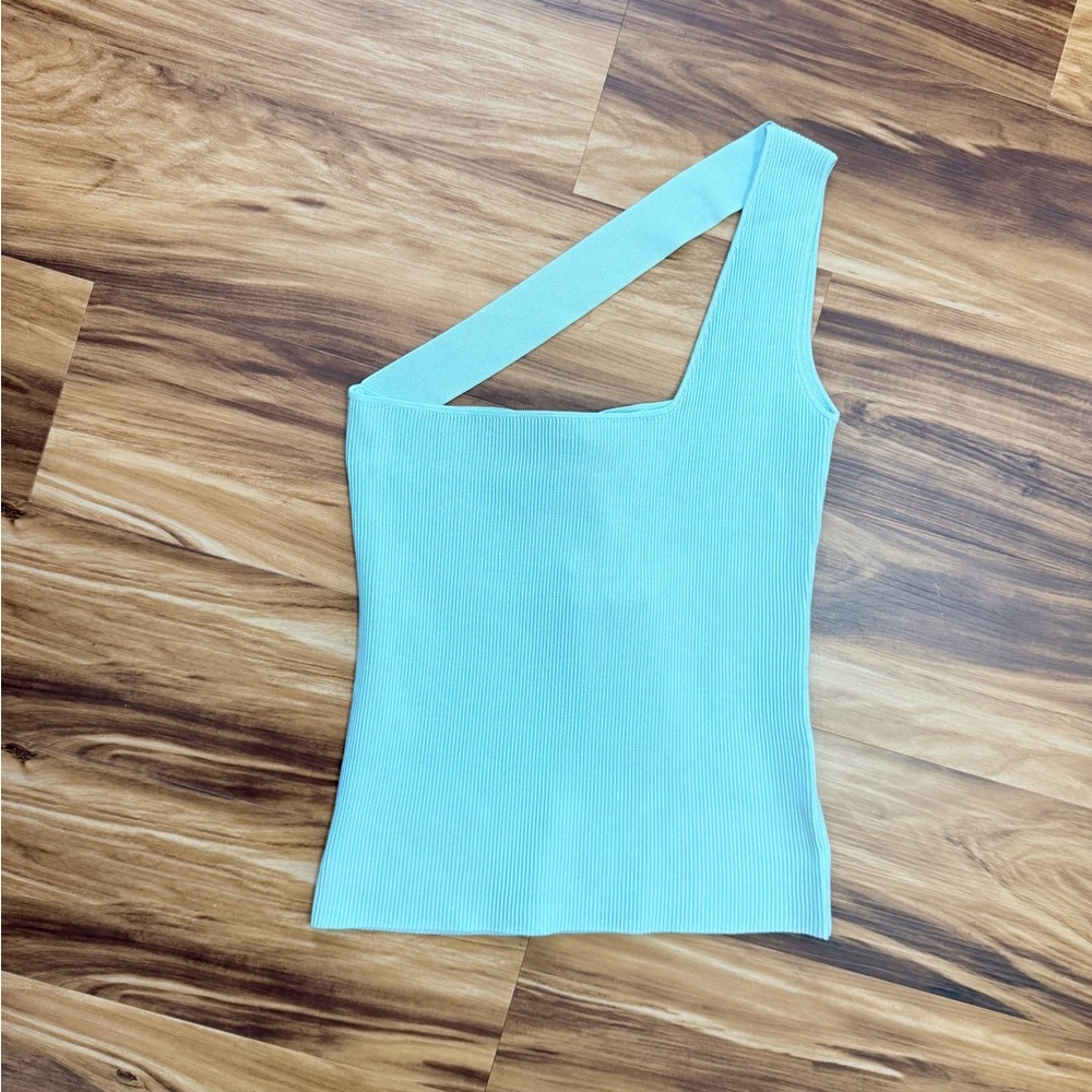 Atoir Zimri Mint One-Shoulder Knit Top in Seafoam - Picture 3 of 7